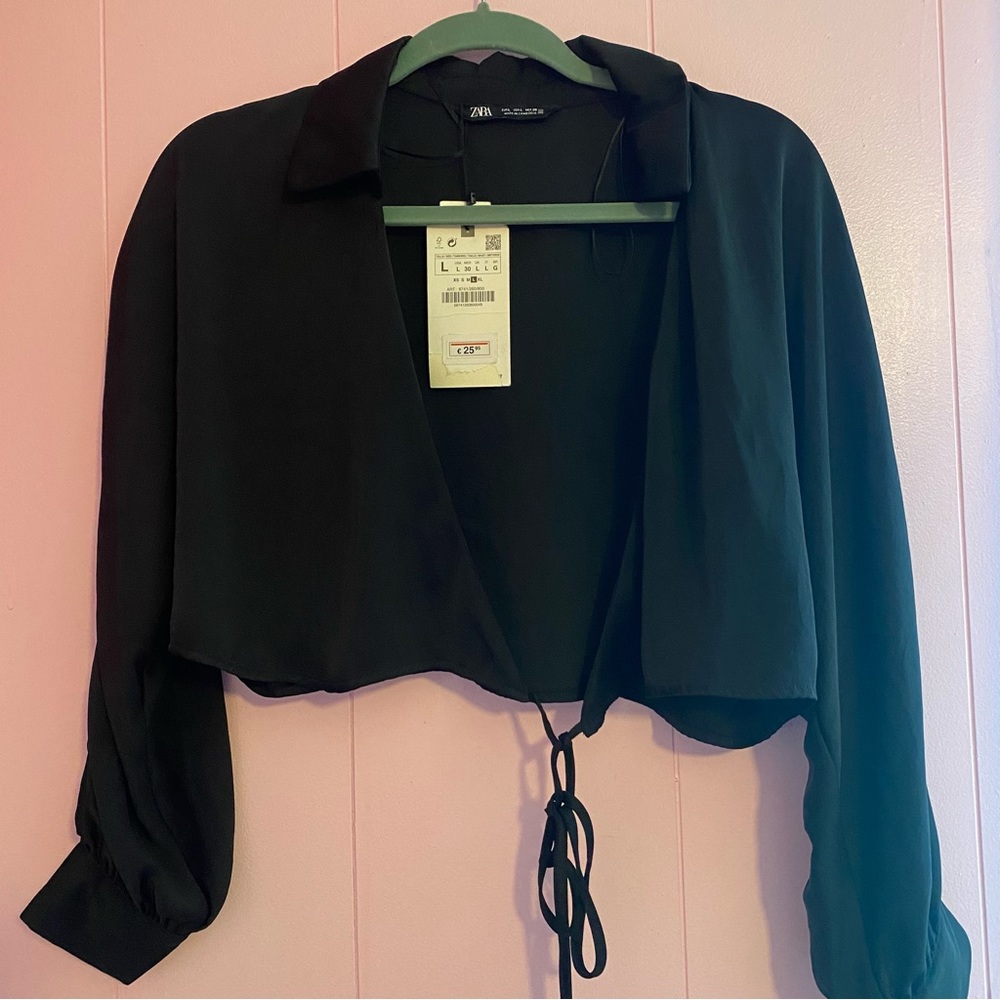 Zara Silk/Satin Tie-up Cover Up Crop Top